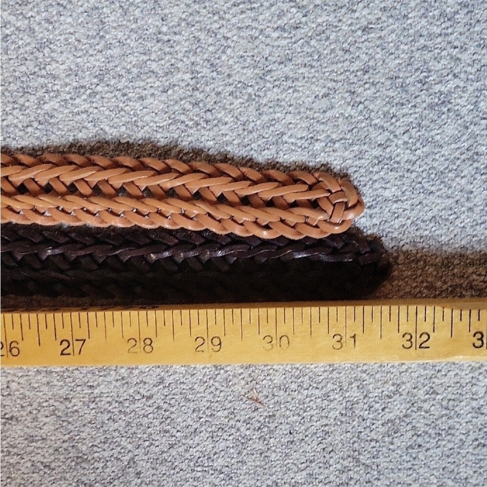 L.C.I.Women’s Braided Vintage Leather Belt Set - Brown and Tan - Picture 7 of 9